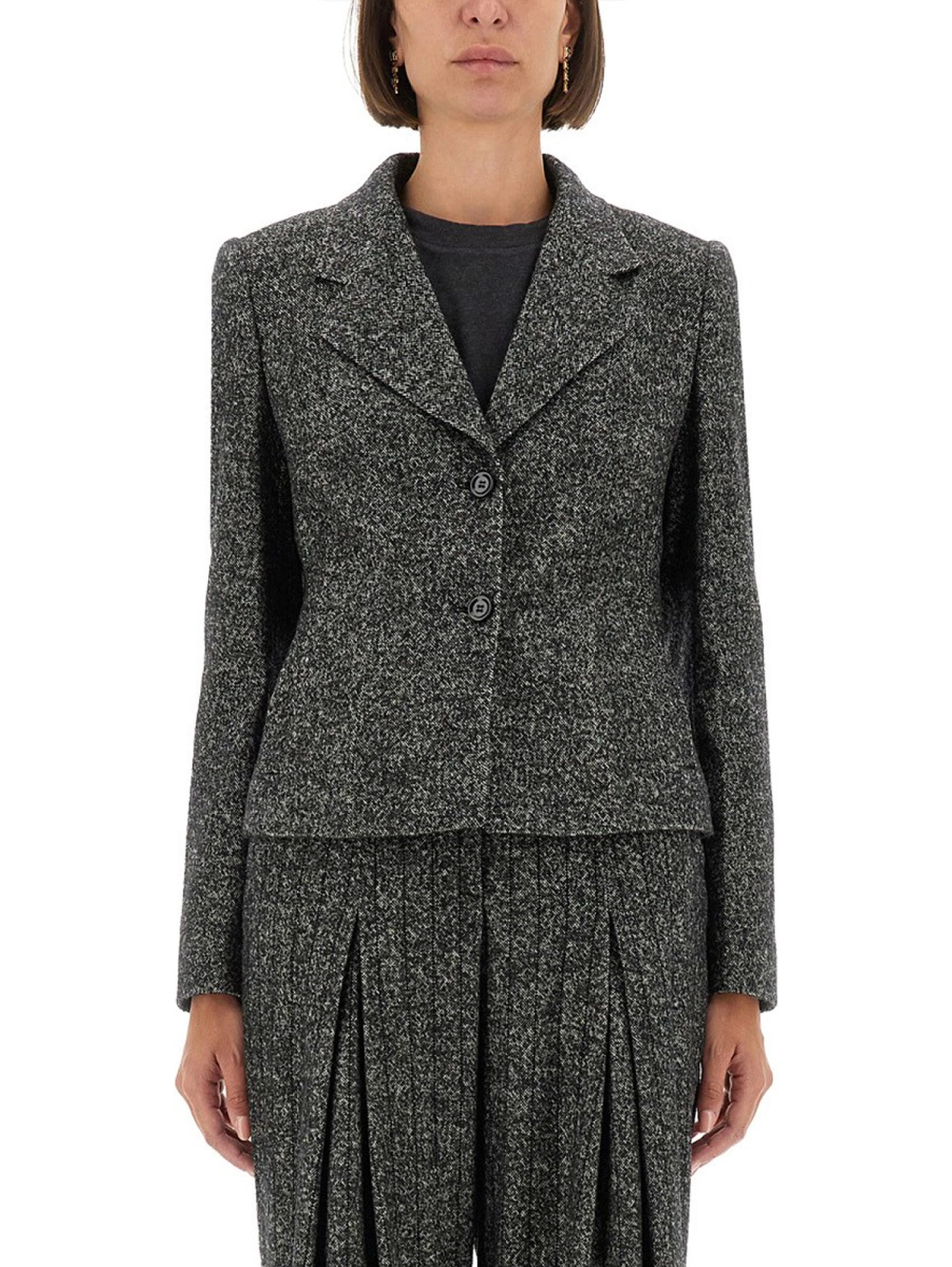 SINGLE-BREASTED JACKET IN WOOL BLEND DOT