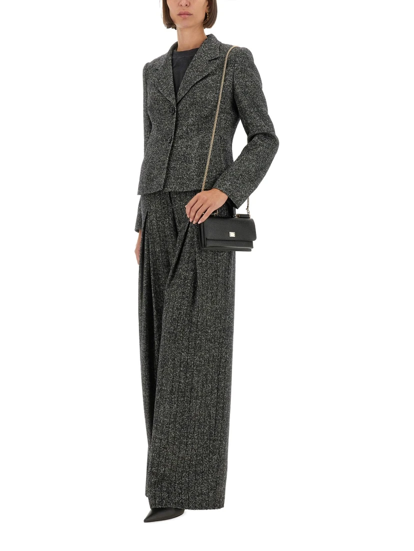 SINGLE-BREASTED JACKET IN WOOL BLEND DOT