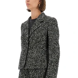 SINGLE-BREASTED JACKET IN WOOL BLEND DOT