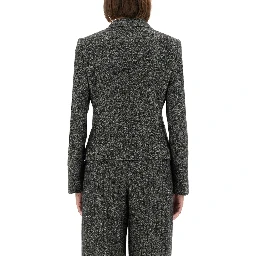 SINGLE-BREASTED JACKET IN WOOL BLEND DOT