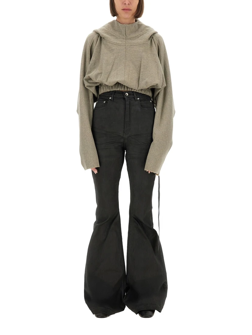 CROPPED HOODED TUNIC SWEATSHIRT