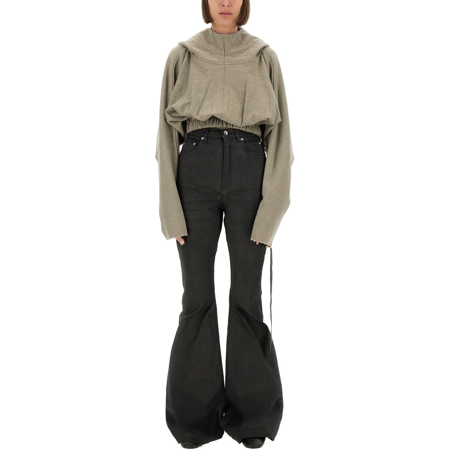 CROPPED HOODED TUNIC SWEATSHIRT