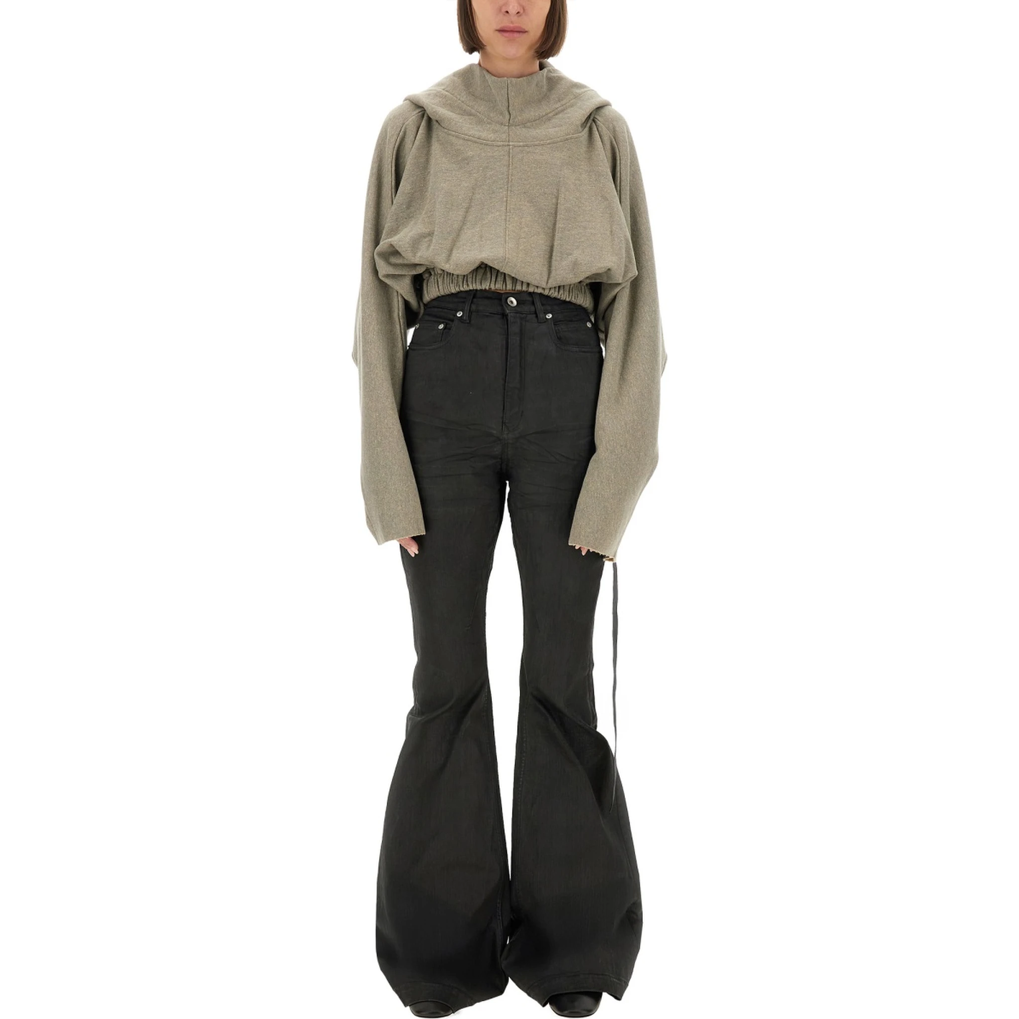 CROPPED HOODED TUNIC SWEATSHIRT