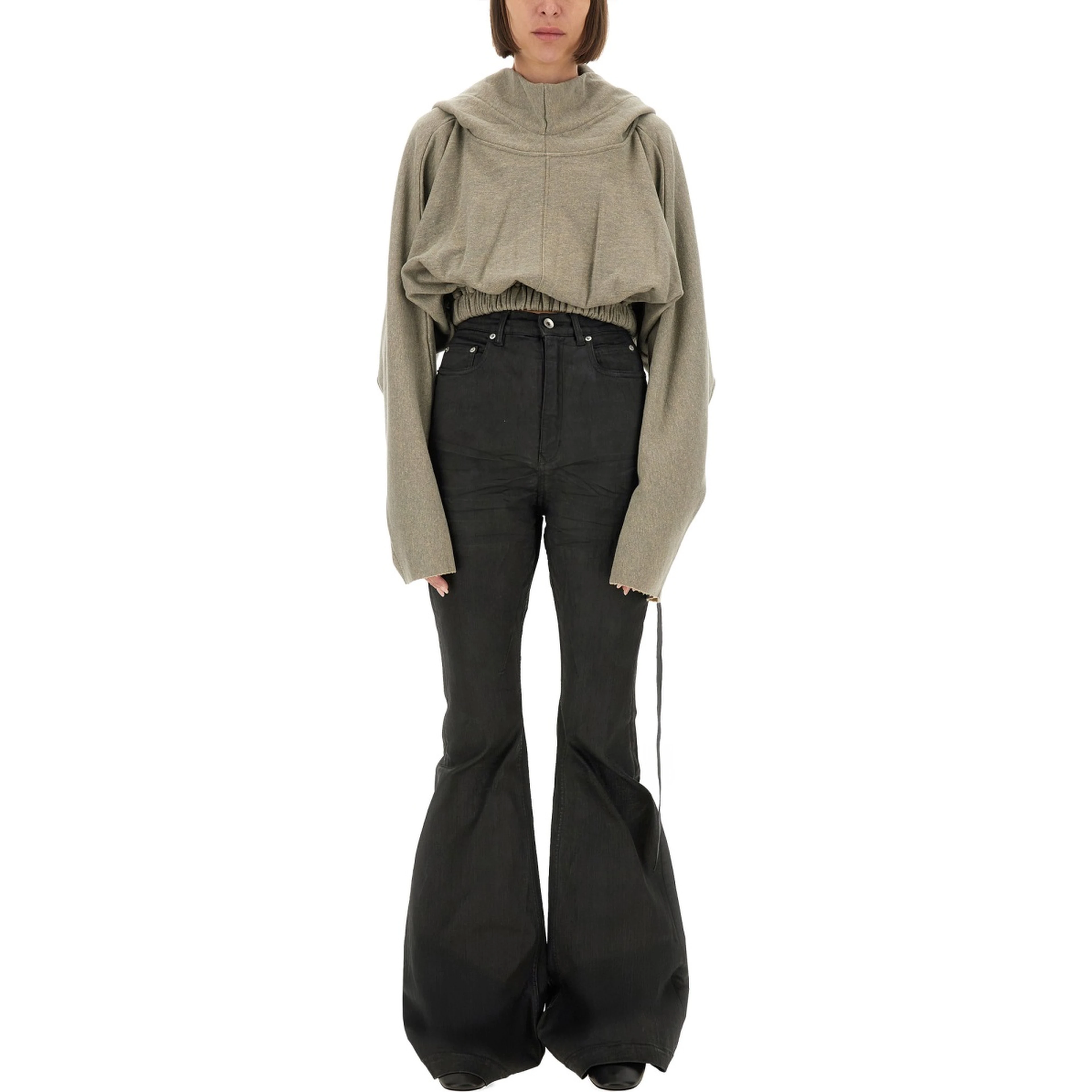 CROPPED HOODED TUNIC SWEATSHIRT