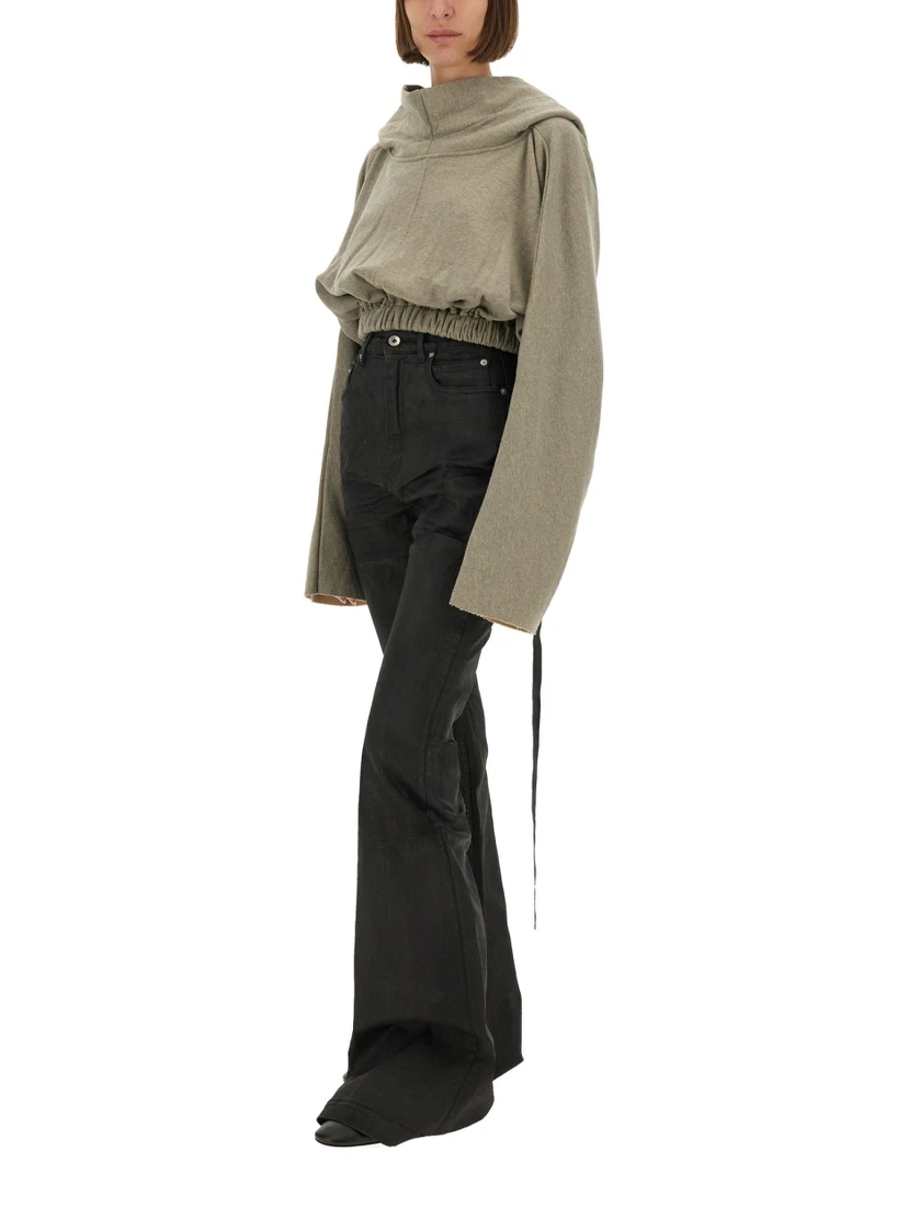 CROPPED HOODED TUNIC SWEATSHIRT