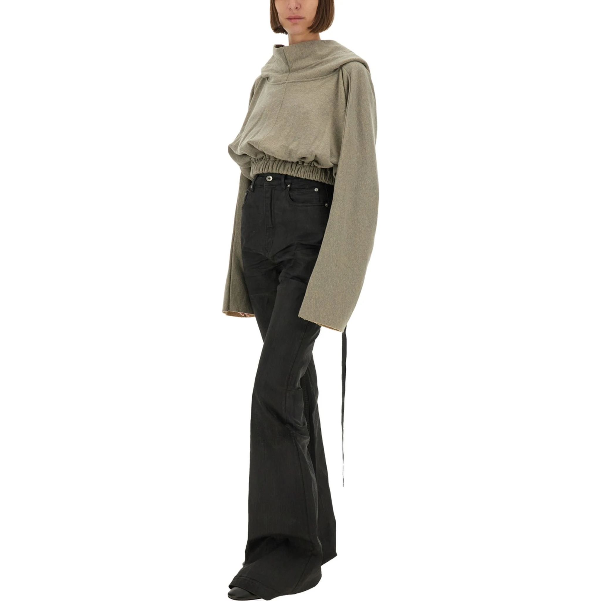 CROPPED HOODED TUNIC SWEATSHIRT