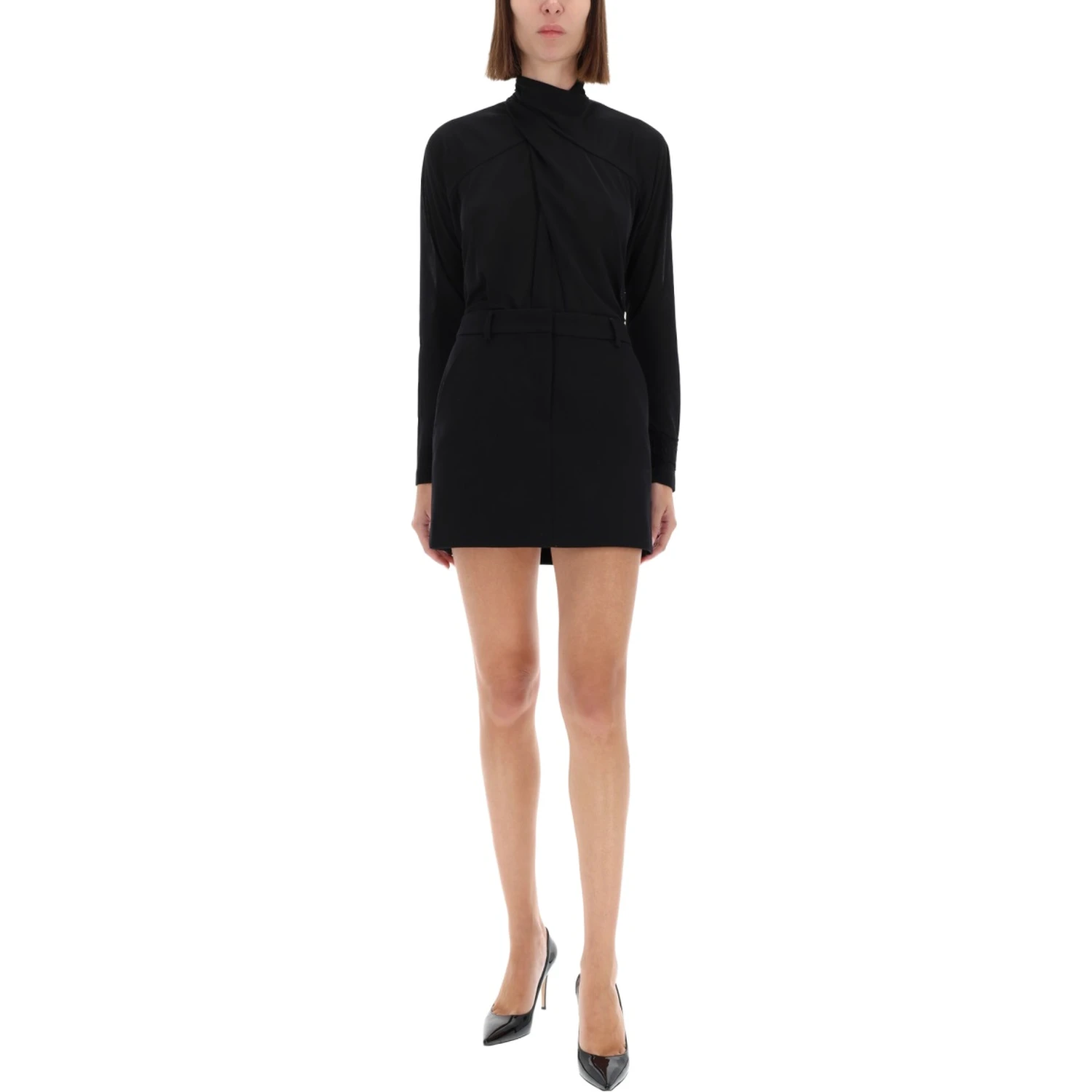 SHIRT WITH DRAPED COLLAR