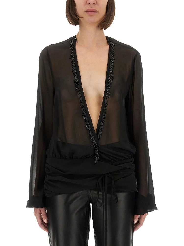 EMBROIDERED GEORGETTE BLOUSE