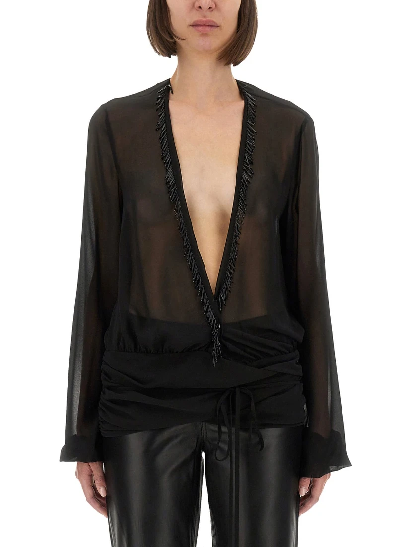 EMBROIDERED GEORGETTE BLOUSE