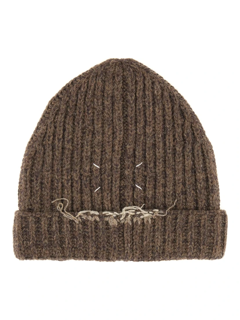 WOOL AND COTTON BLEND BEANIE