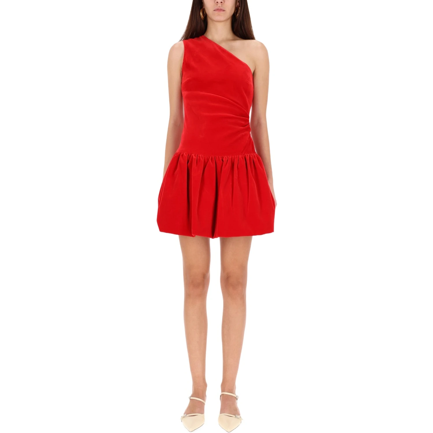 ONE-SHOULDER MINI DRESS "BLOOMER" EFFECT