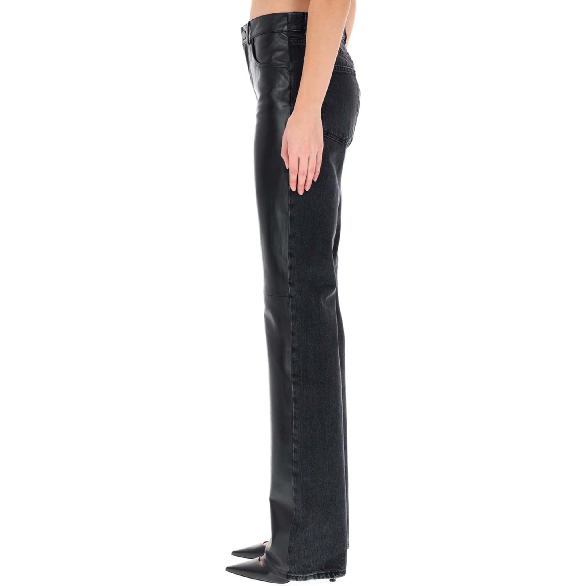 "STAR BLACK DENIM & LEATHER" PANTS
