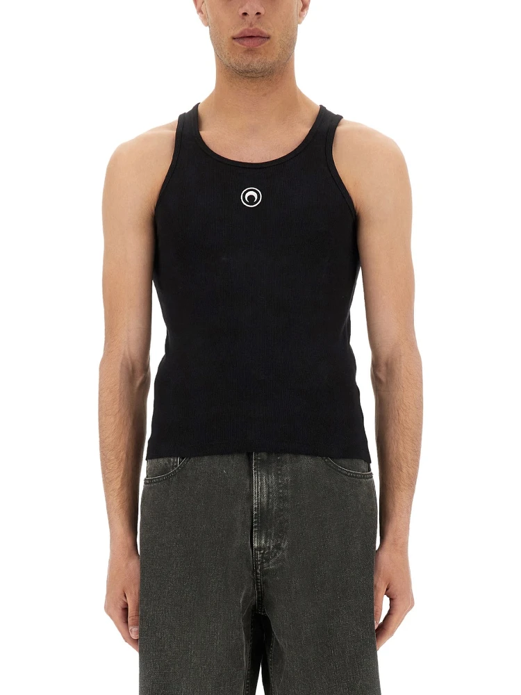 RIBBED TANK TOP WITH MOON LOGO