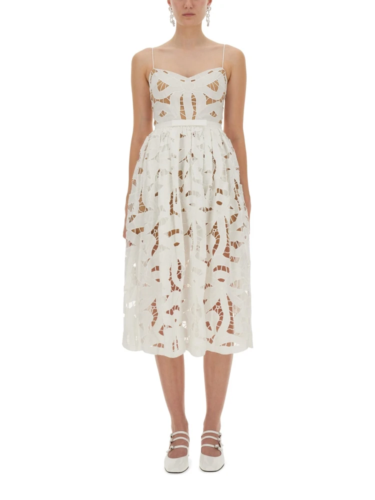 EMBROIDERED MIDI DRESS WITH BOW