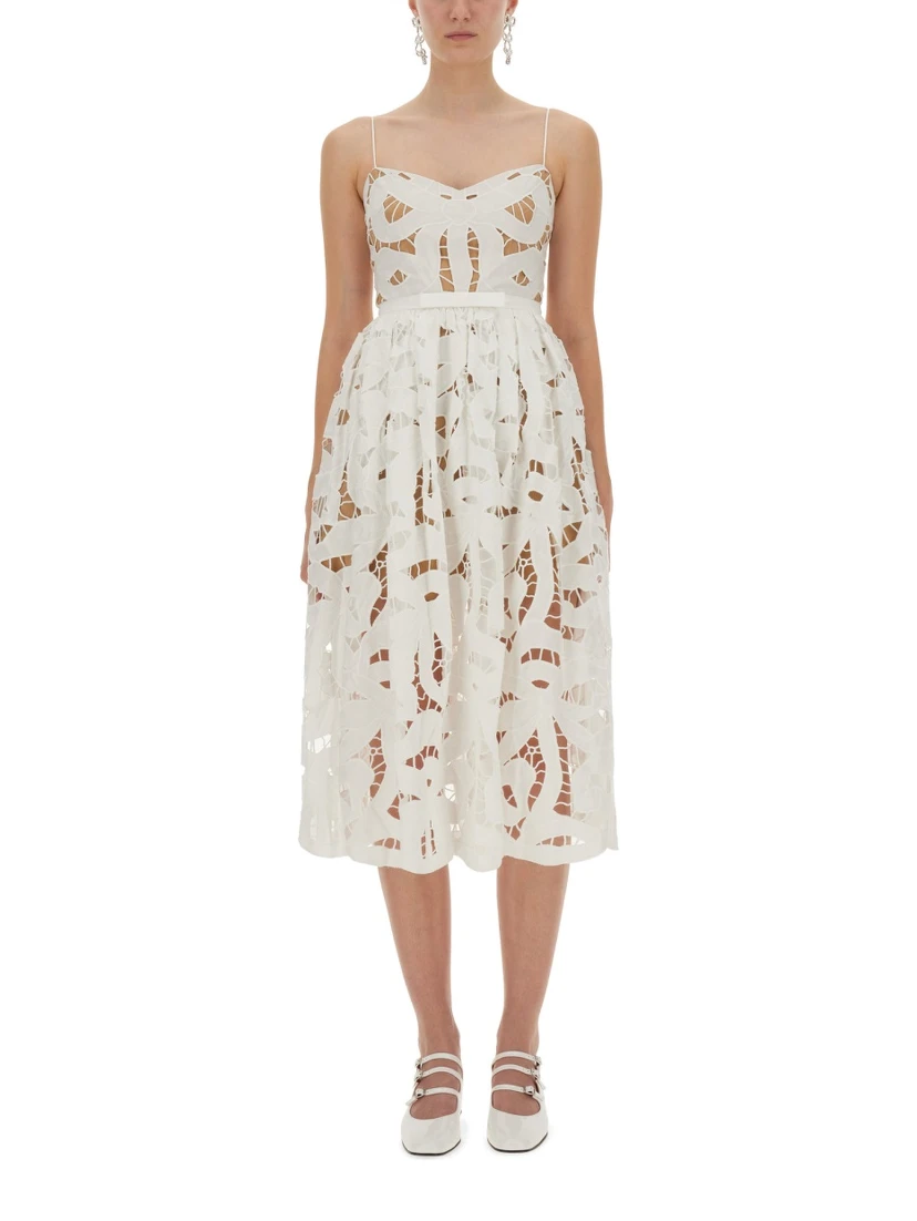 EMBROIDERED MIDI DRESS WITH BOW