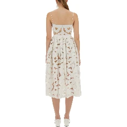 EMBROIDERED MIDI DRESS WITH BOW