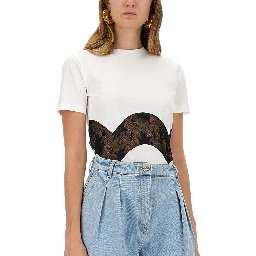 JERSEY T-SHIRT WITH LACE INSERT