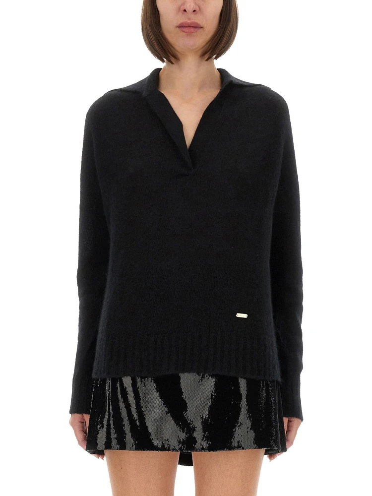 CASHMERE AND SILK LONG SLEEVE POLO SHIRT
