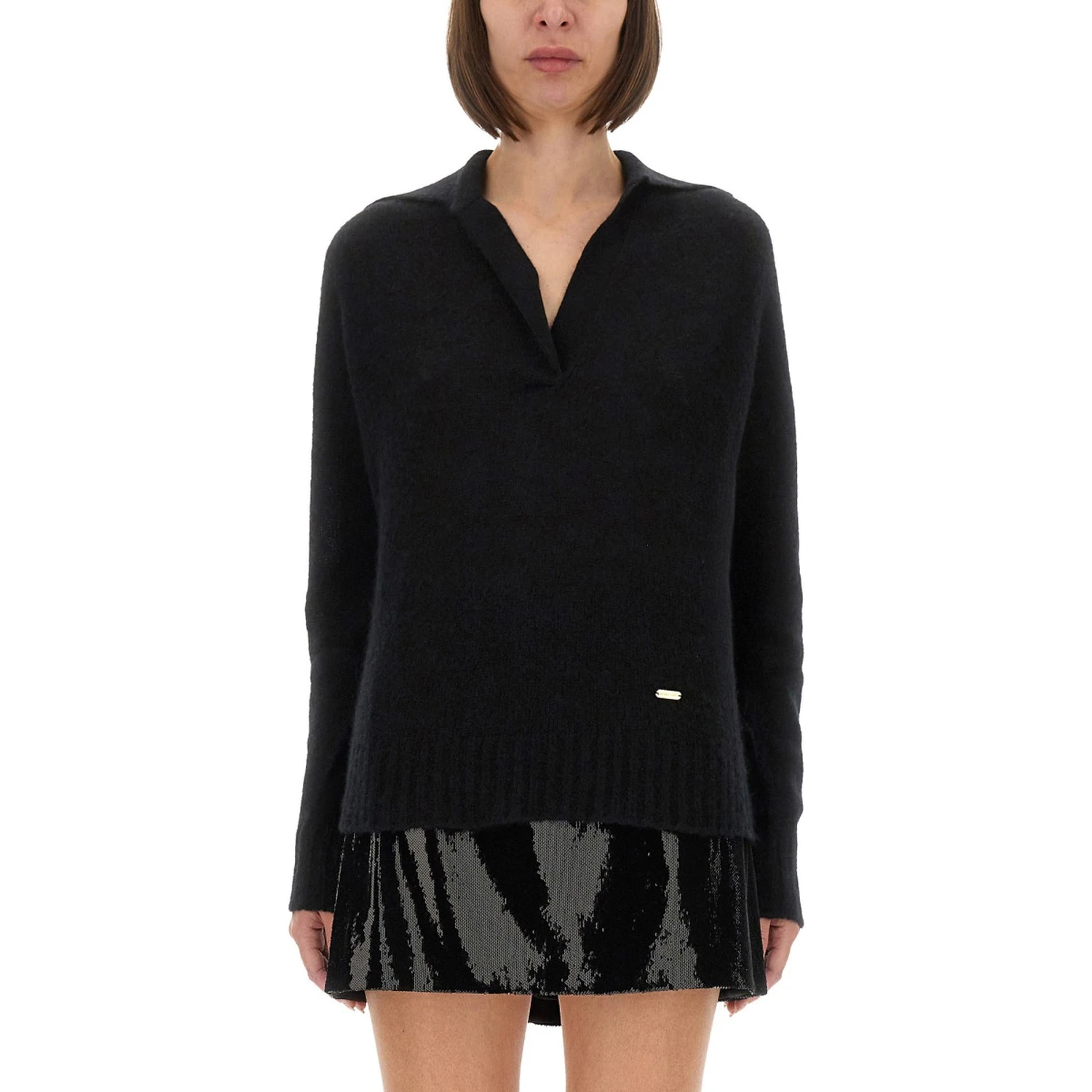 CASHMERE AND SILK LONG SLEEVE POLO SHIRT