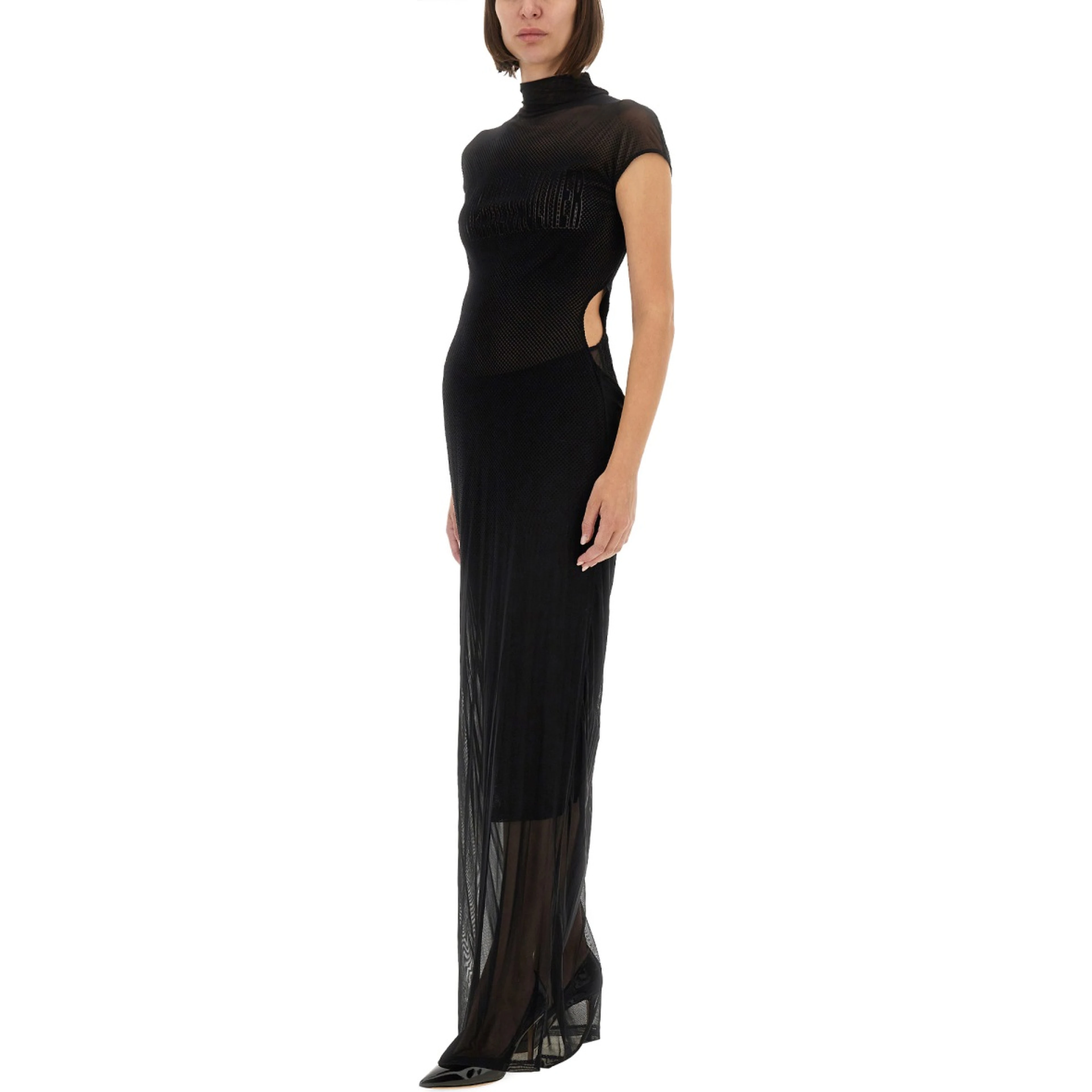 MESH DRESS WITH FLOCKED LOGO