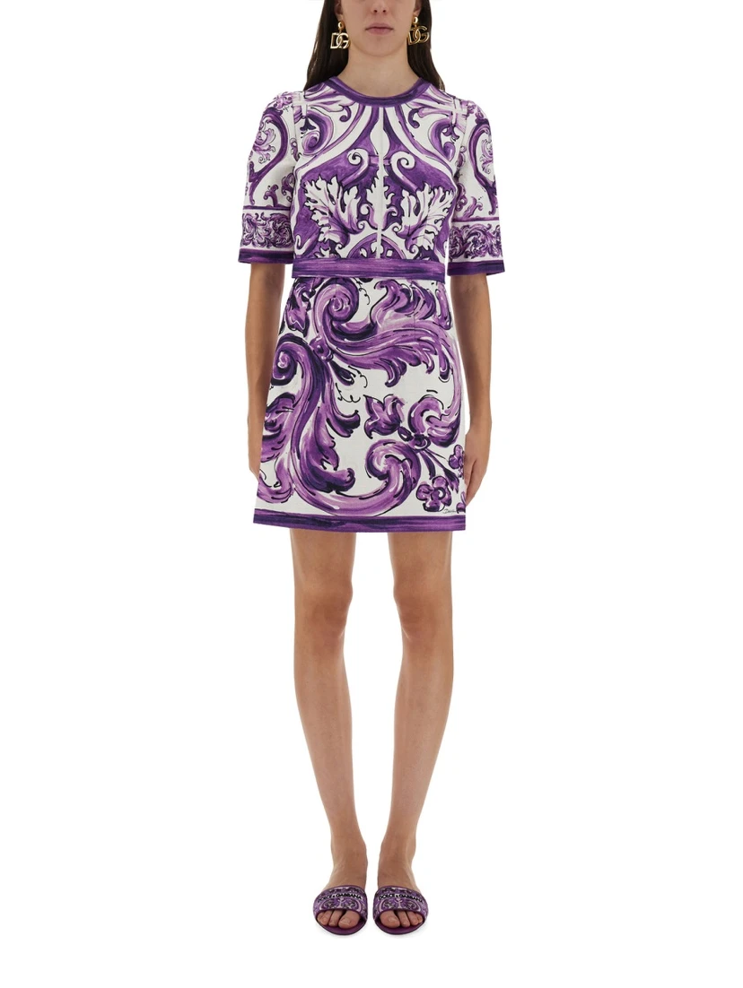 MAJOLICA PRINT MINI DRESS