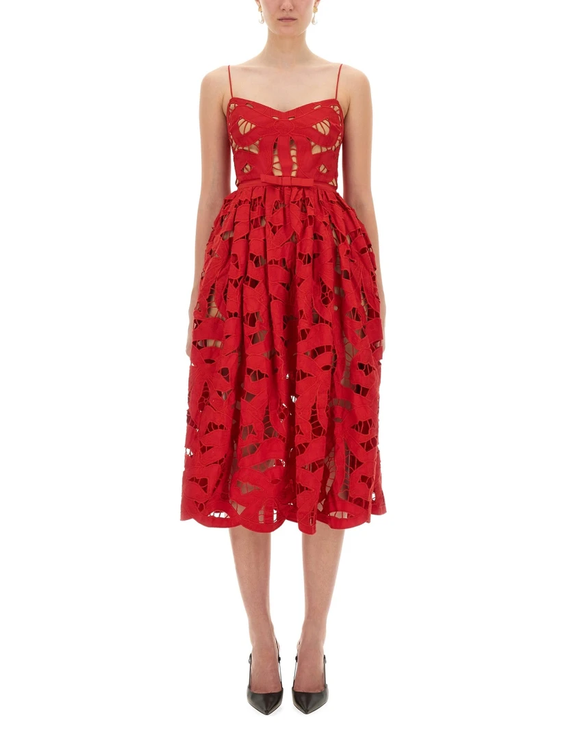 EMBROIDERED MIDI DRESS WITH BOW