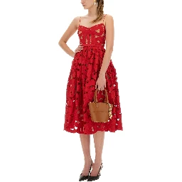 EMBROIDERED MIDI DRESS WITH BOW