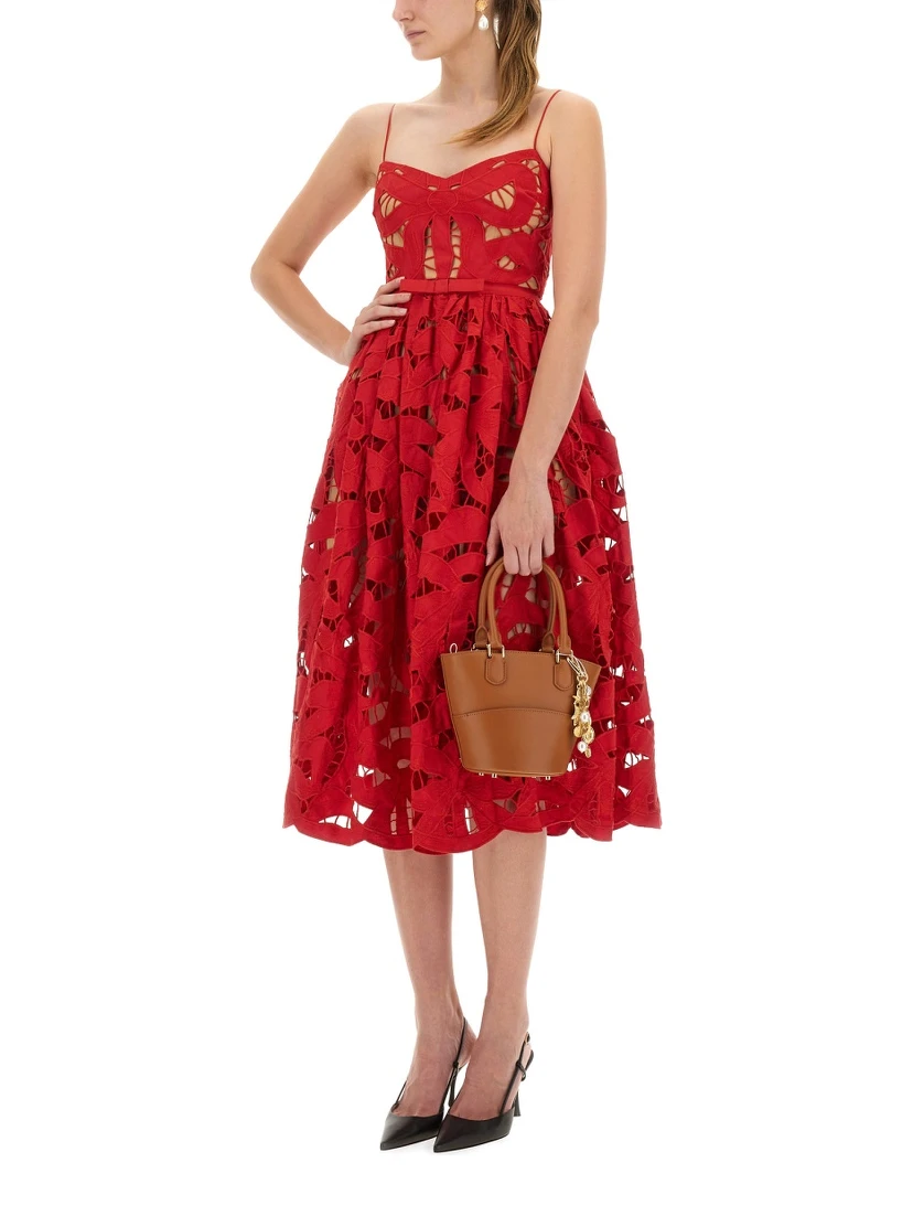 EMBROIDERED MIDI DRESS WITH BOW
