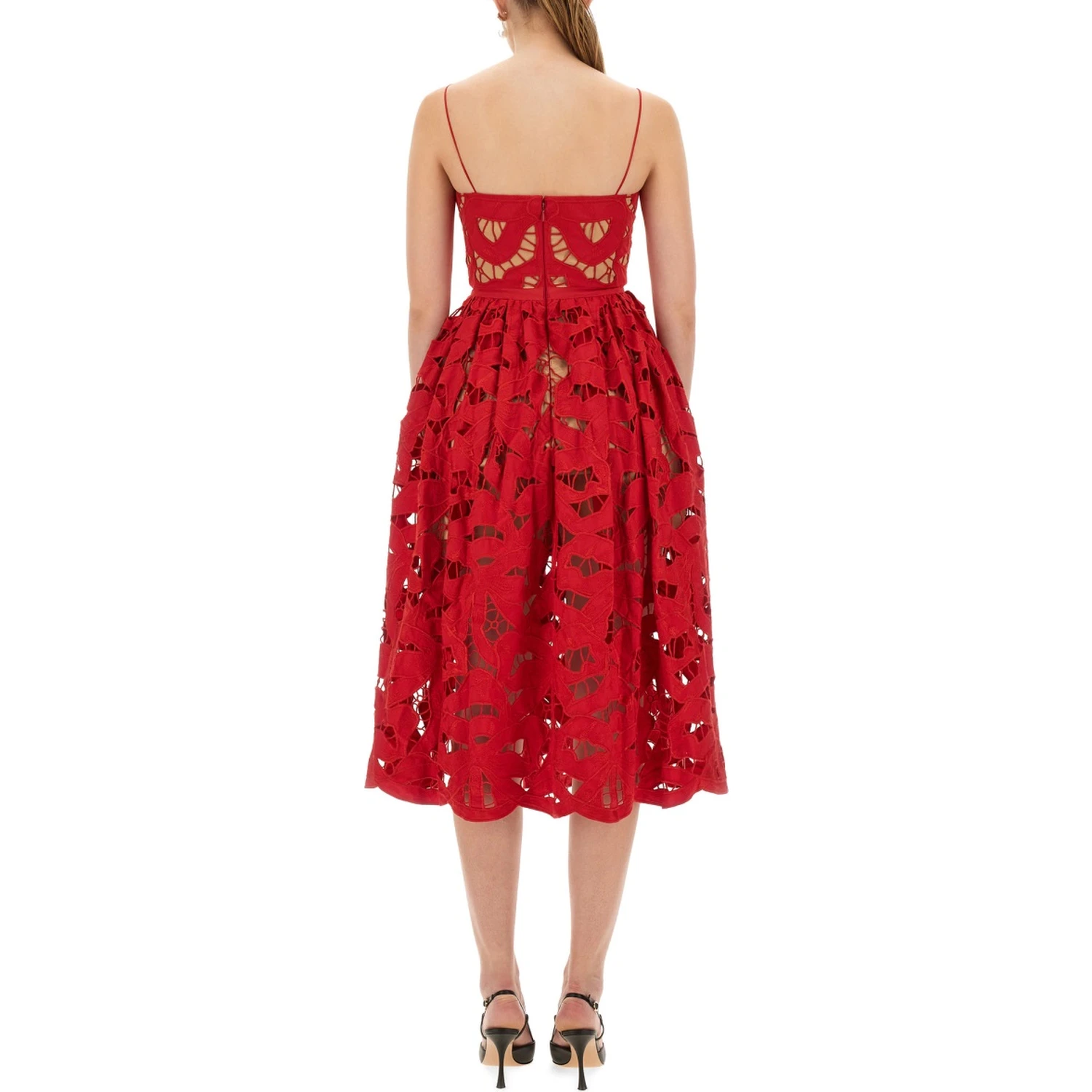 EMBROIDERED MIDI DRESS WITH BOW