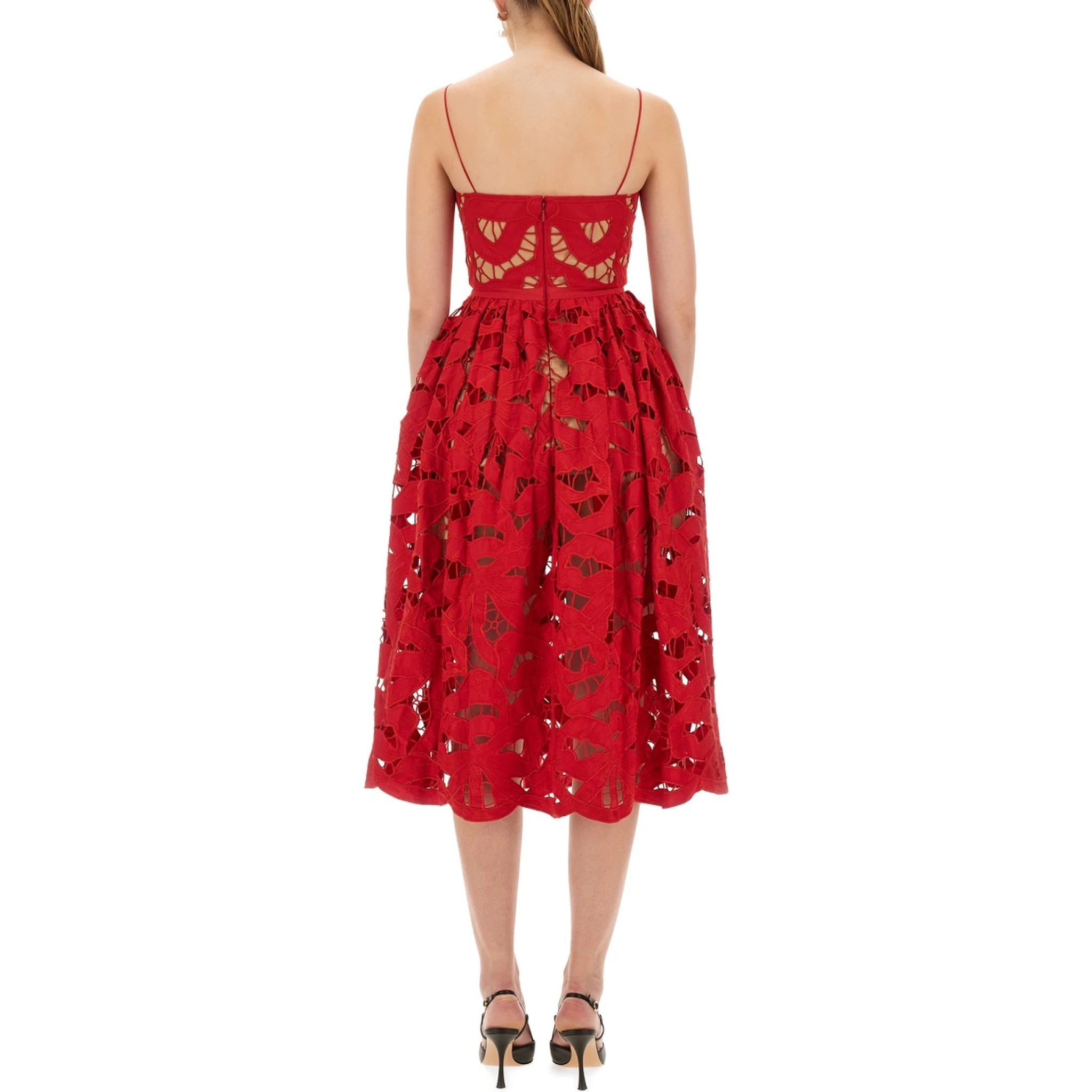 EMBROIDERED MIDI DRESS WITH BOW