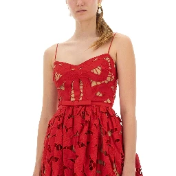 EMBROIDERED MIDI DRESS WITH BOW