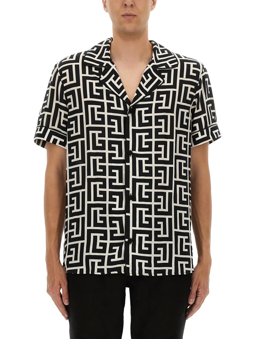 MONOGRAM PRINT PAJAMA SHIRT