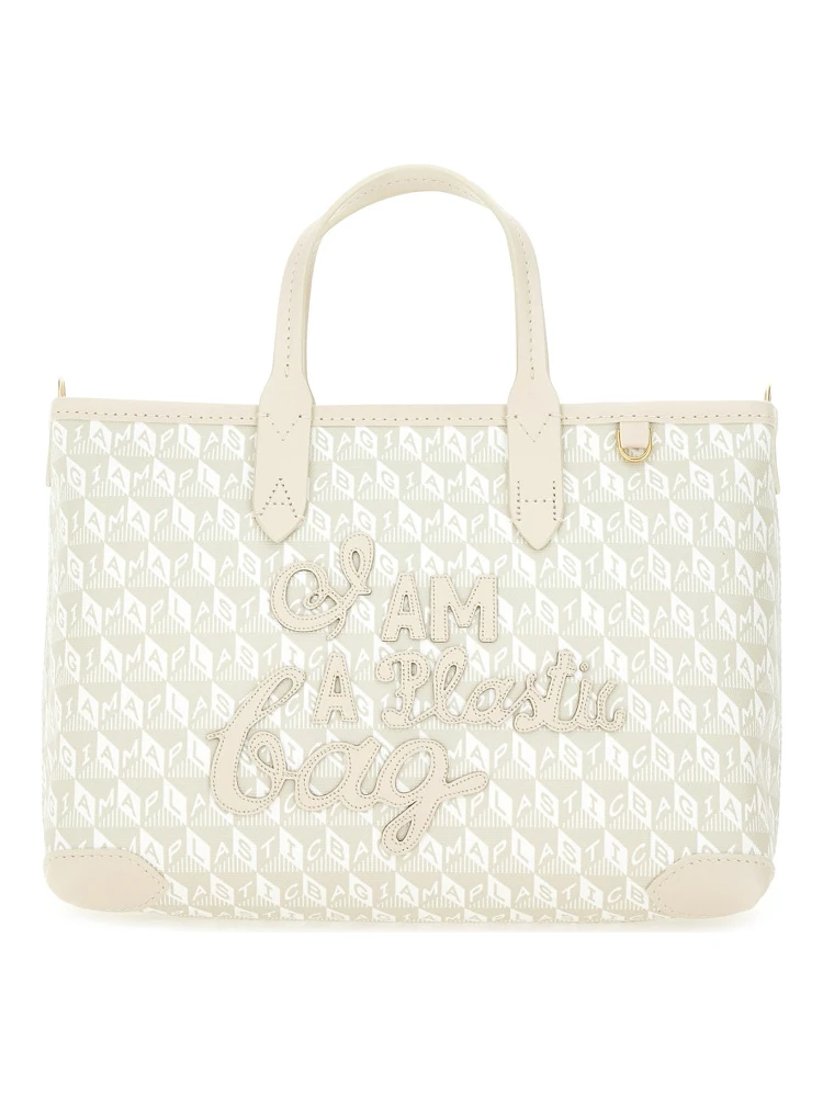 XS TOTE BAG WITH "I AM A PLASTIC BAG" PATTERN