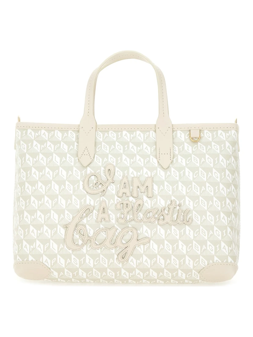 XS TOTE BAG WITH "I AM A PLASTIC BAG" PATTERN