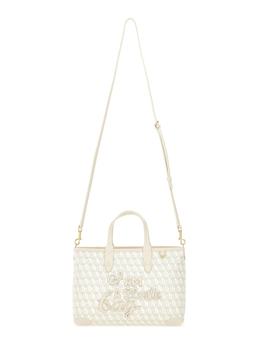 XS TOTE BAG WITH "I AM A PLASTIC BAG" PATTERN