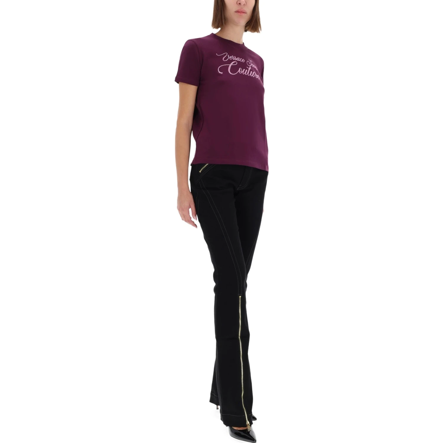 T-SHIRT WITH LOGO AND RHINESTONES