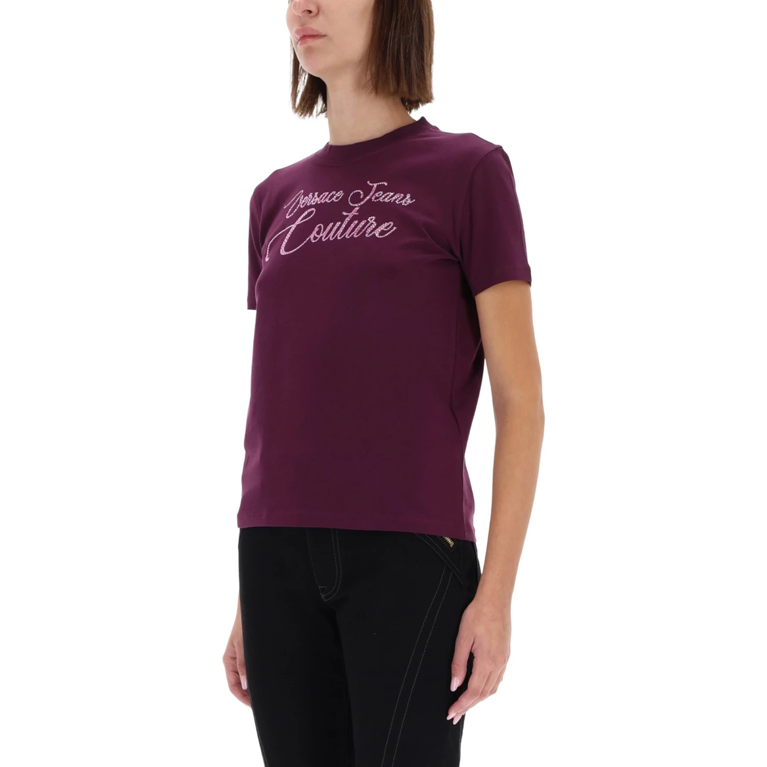 T-SHIRT WITH LOGO AND RHINESTONES