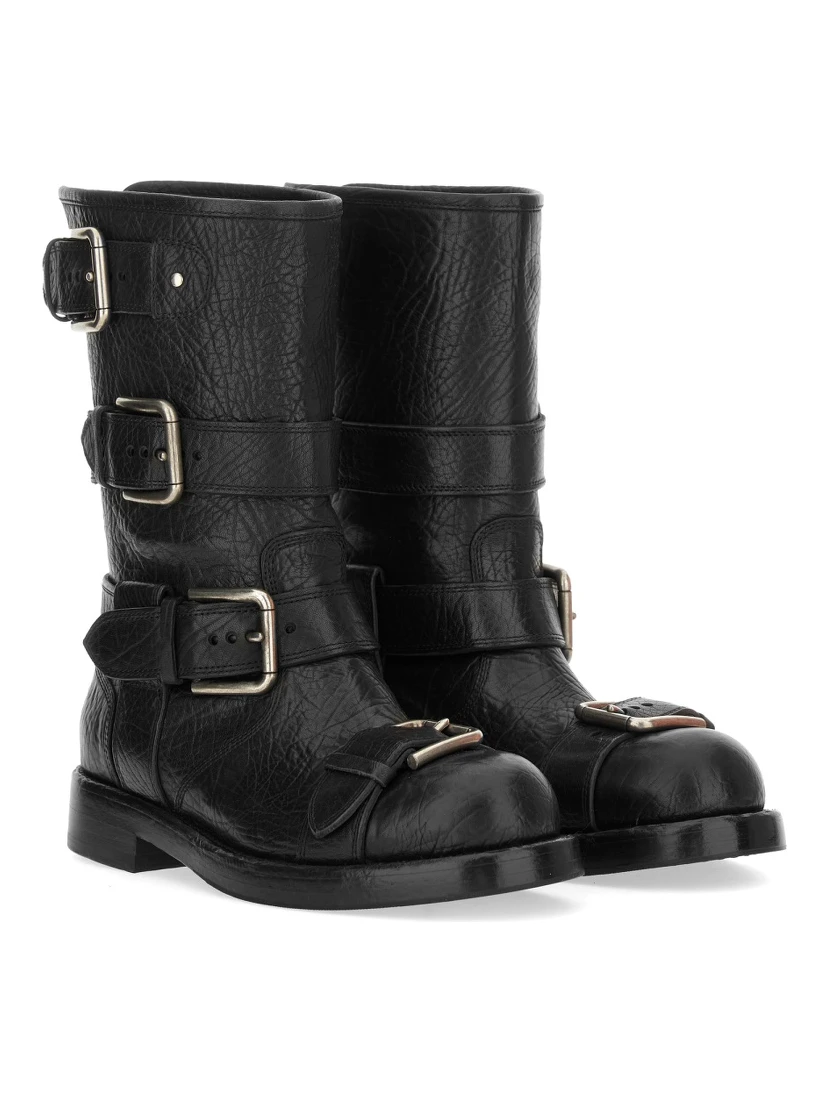 LEATHER BOOT WITH BUCKLES