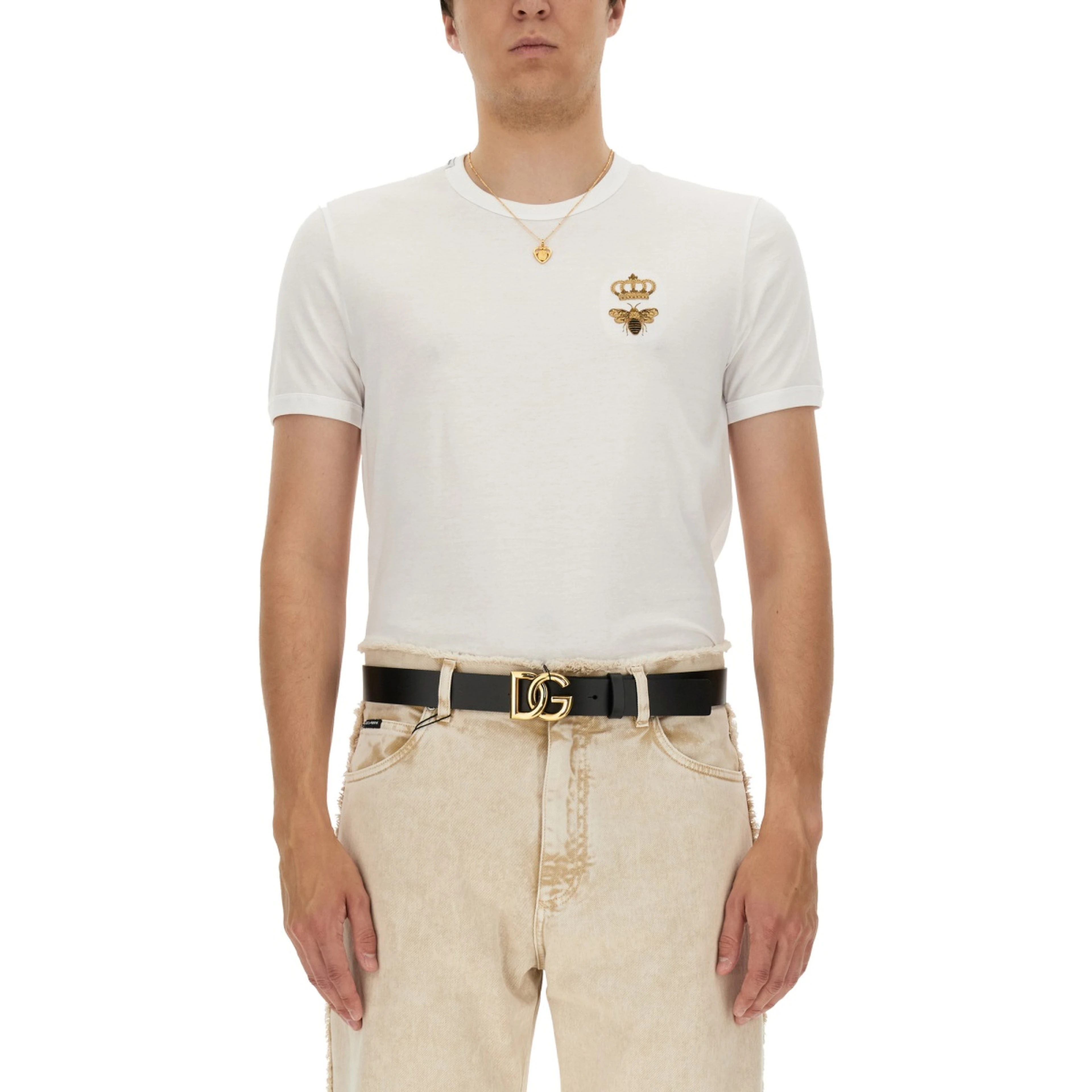"BEE AND CROWN" EMBROIDERED T-SHIRT
