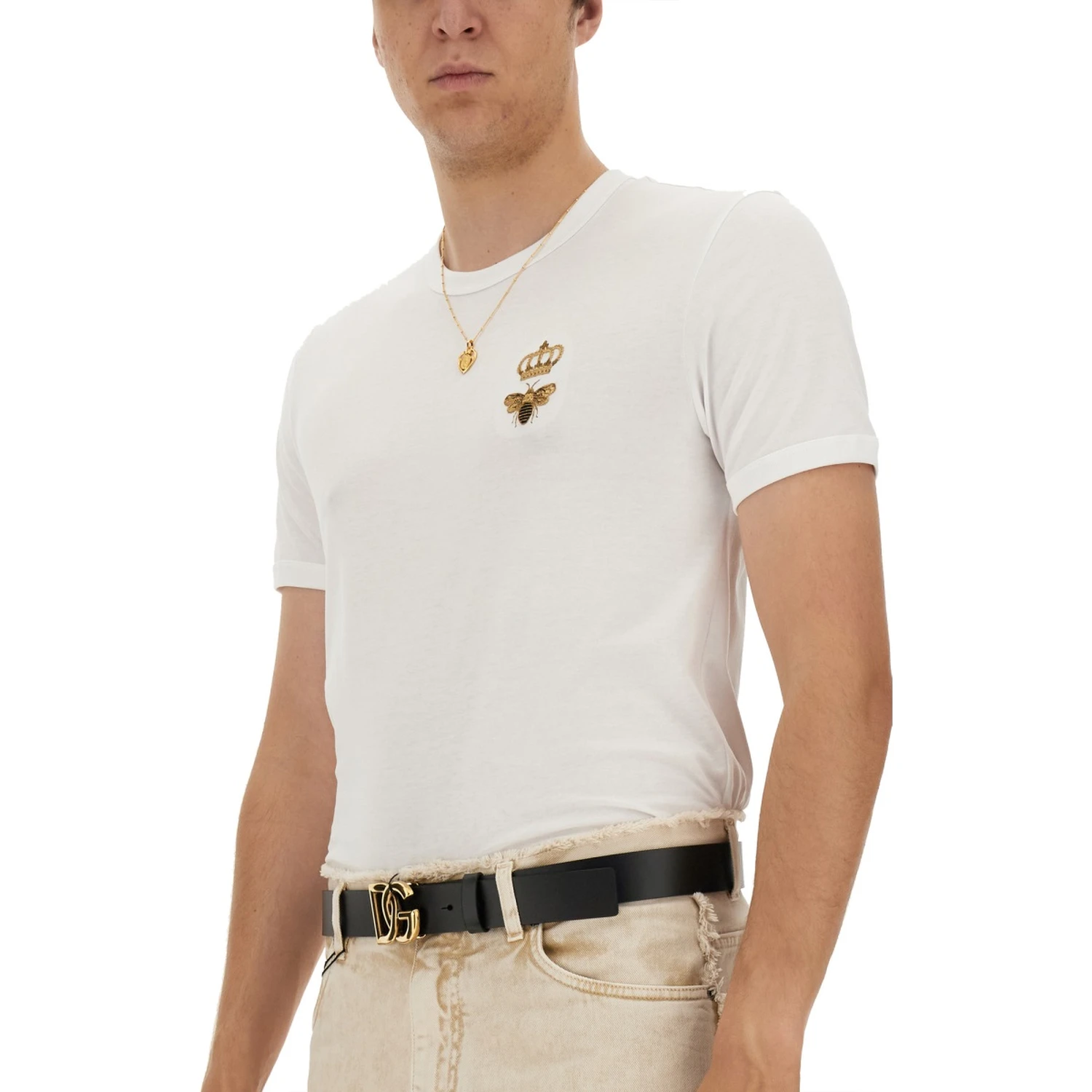 "BEE AND CROWN" EMBROIDERED T-SHIRT