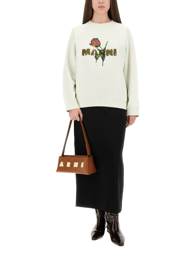 WHITE COTTON SWEATSHIRT WITH TULIP PRINT alternative
