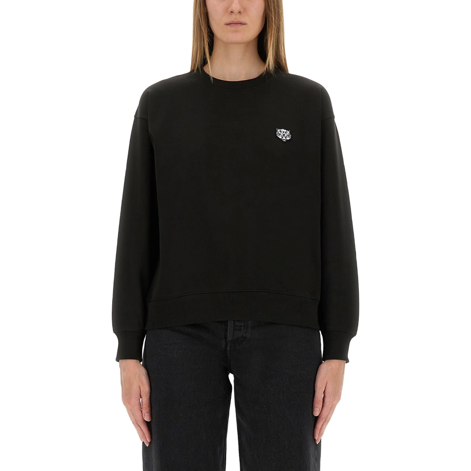 COTTON SWEATSHIRT WITH "HAPPY TIGER" PATCH