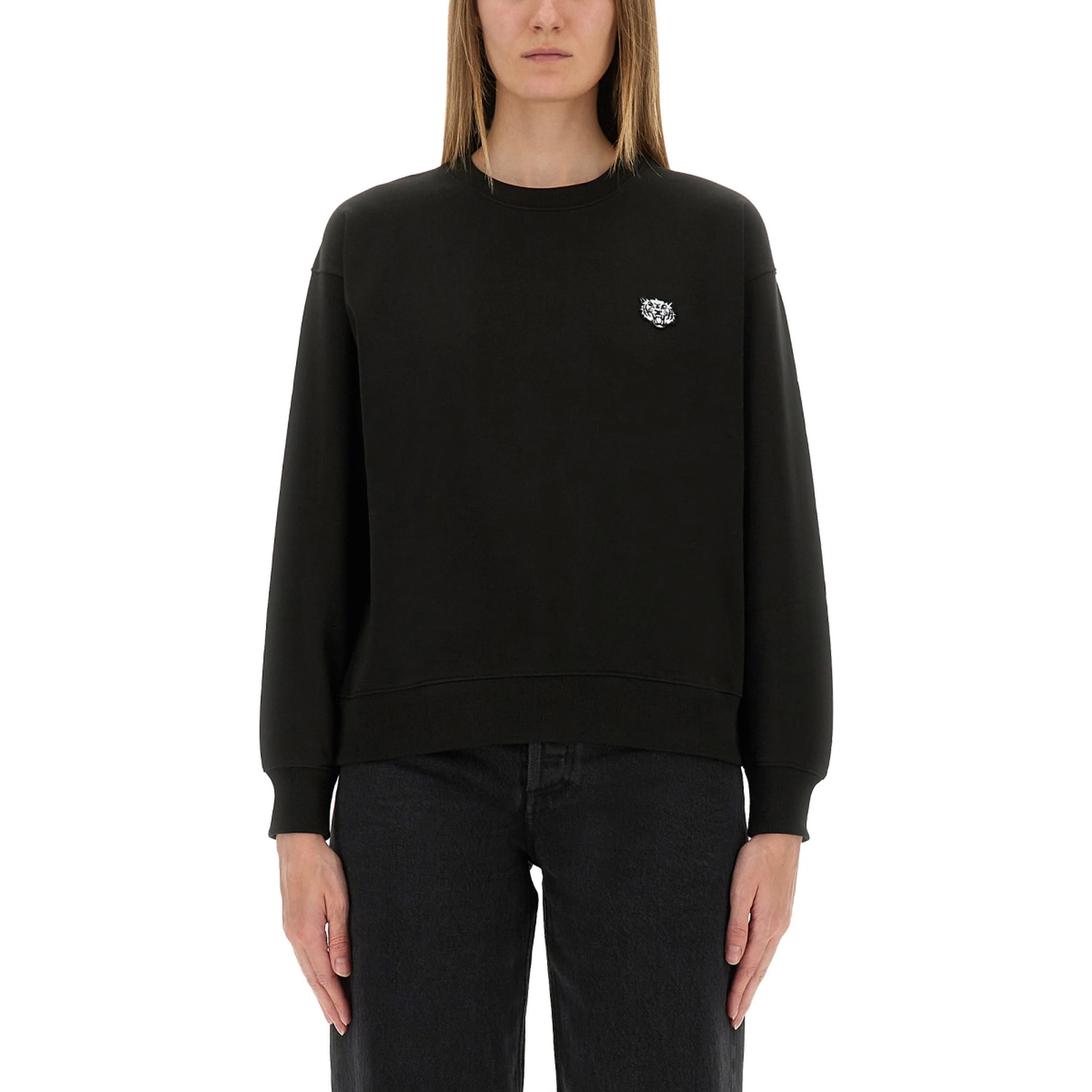 COTTON SWEATSHIRT WITH "HAPPY TIGER" PATCH