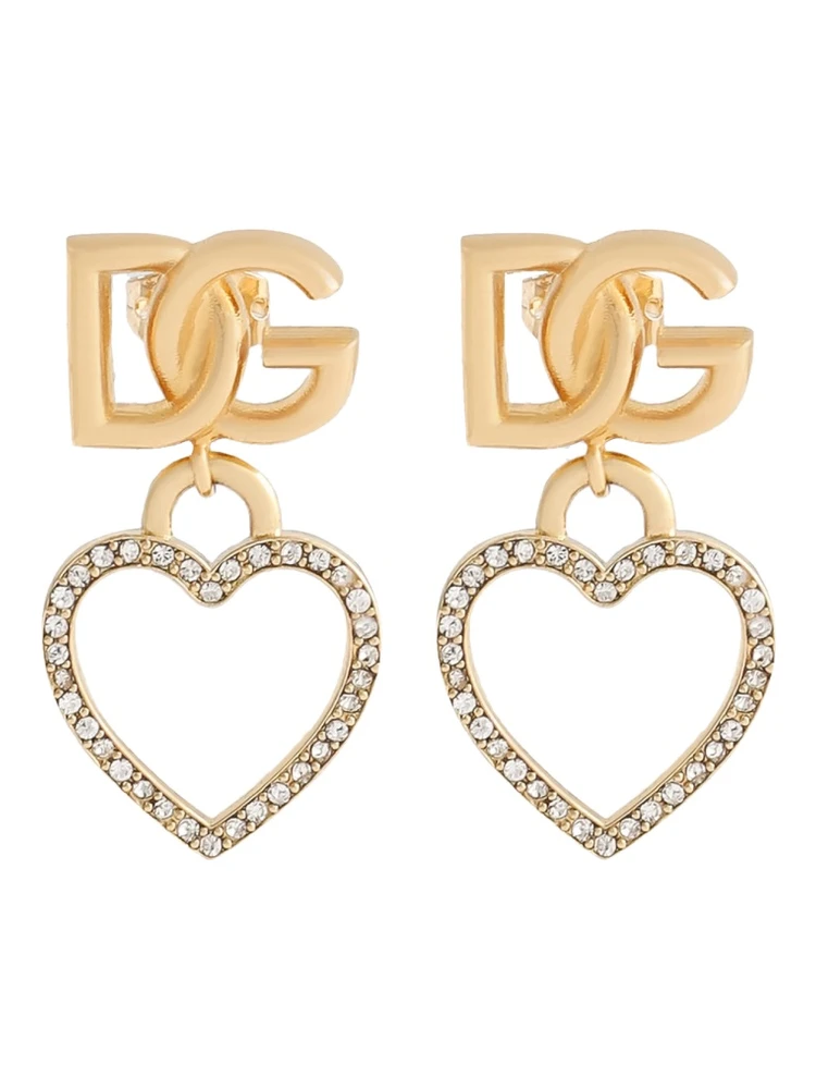 STUD EARRINGS WITH HEARTS AND LOGO