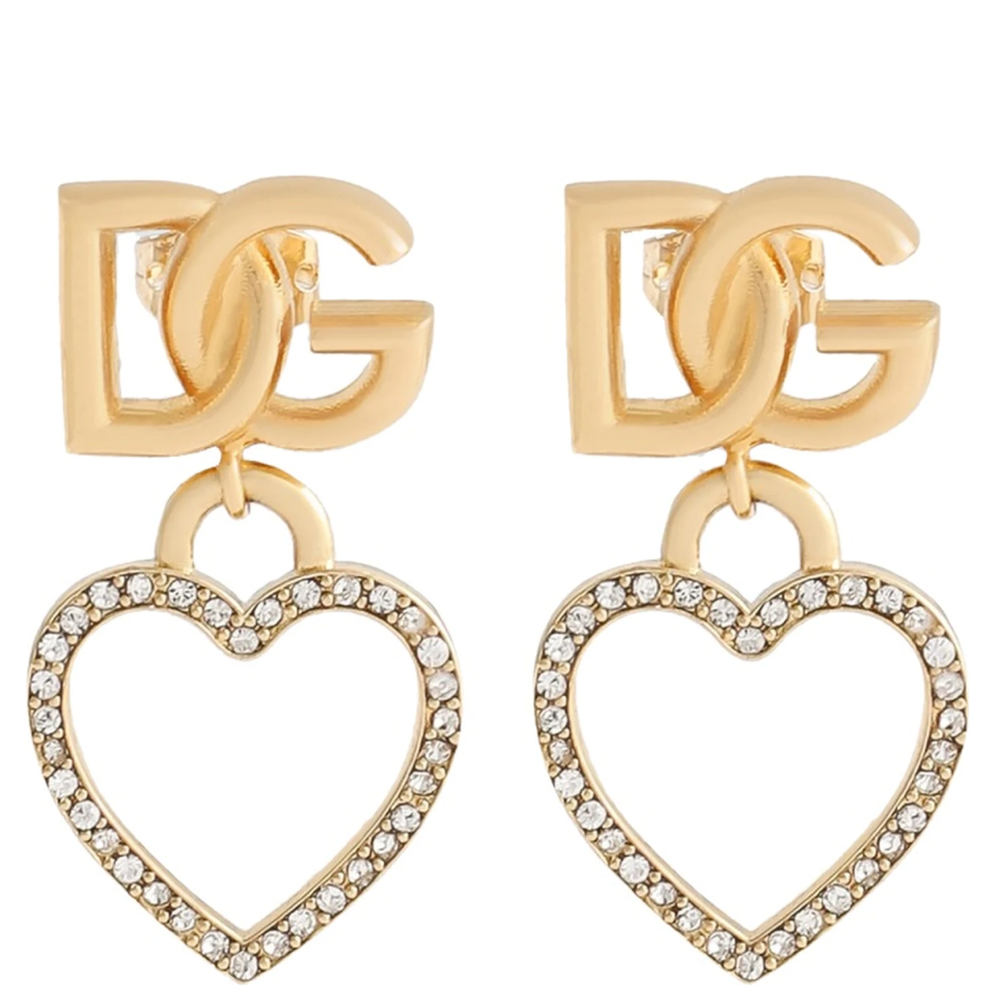 STUD EARRINGS WITH HEARTS AND LOGO