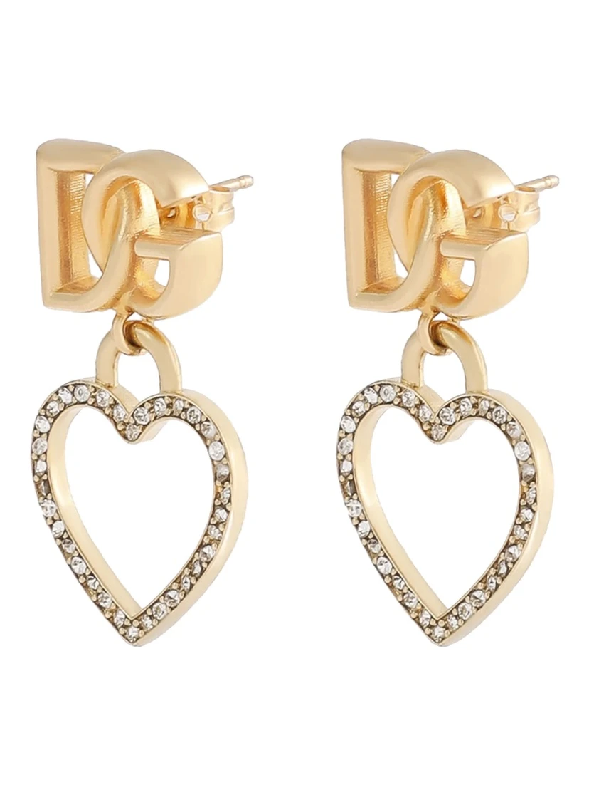 STUD EARRINGS WITH HEARTS AND LOGO