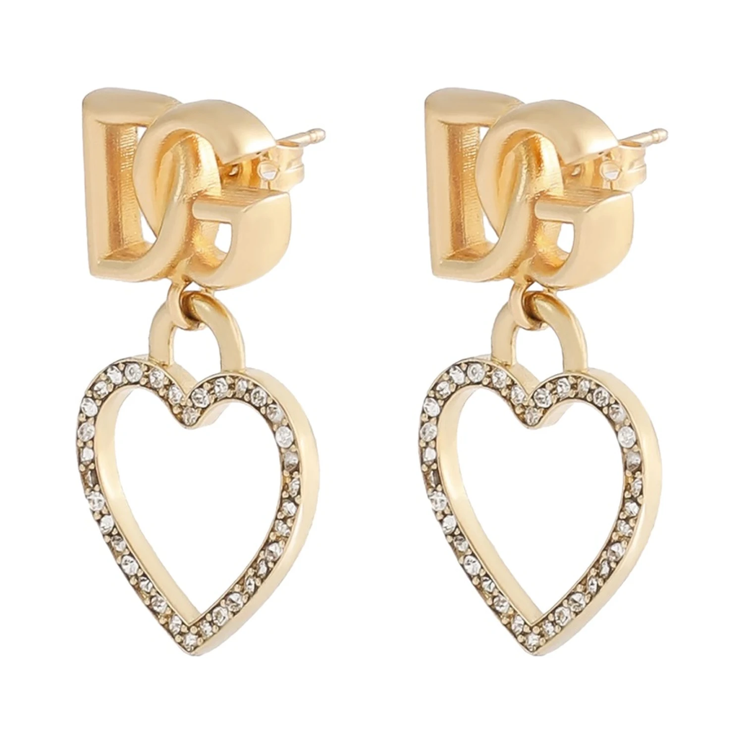 STUD EARRINGS WITH HEARTS AND LOGO
