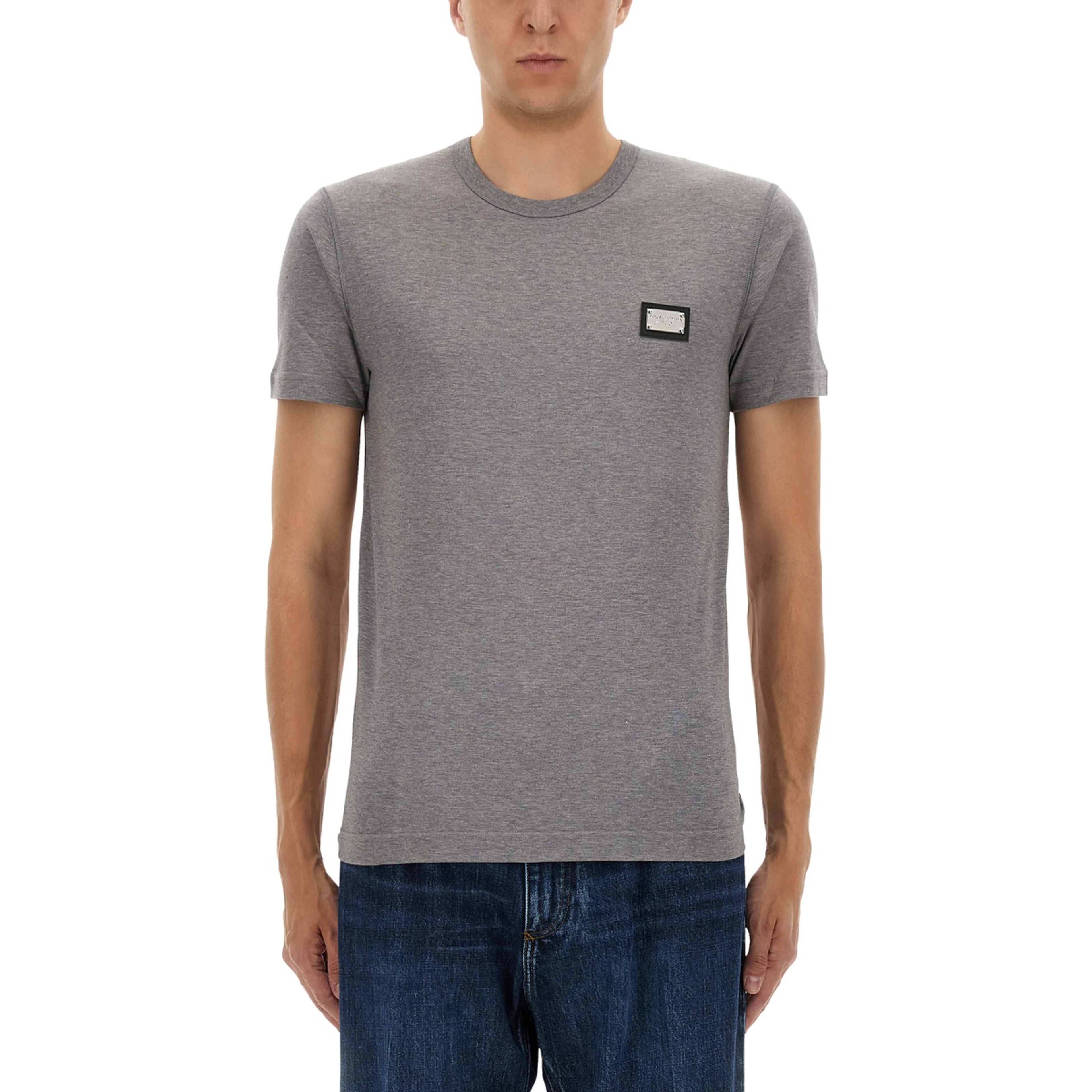 COTTON T-SHIRT WITH LOGO PLAQUE