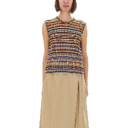 "SIGNATURE STRIPE" KNIT VEST