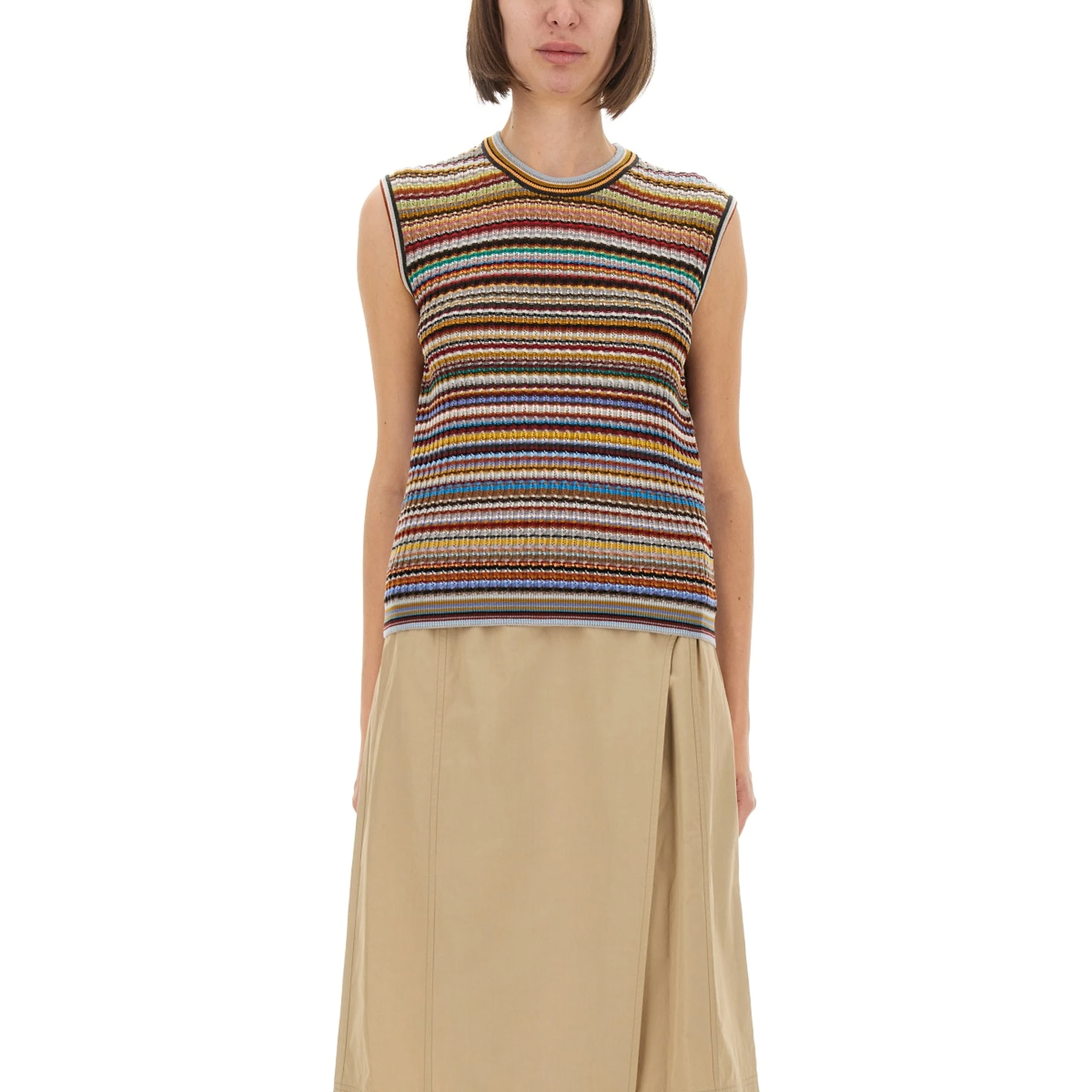 "SIGNATURE STRIPE" KNIT VEST